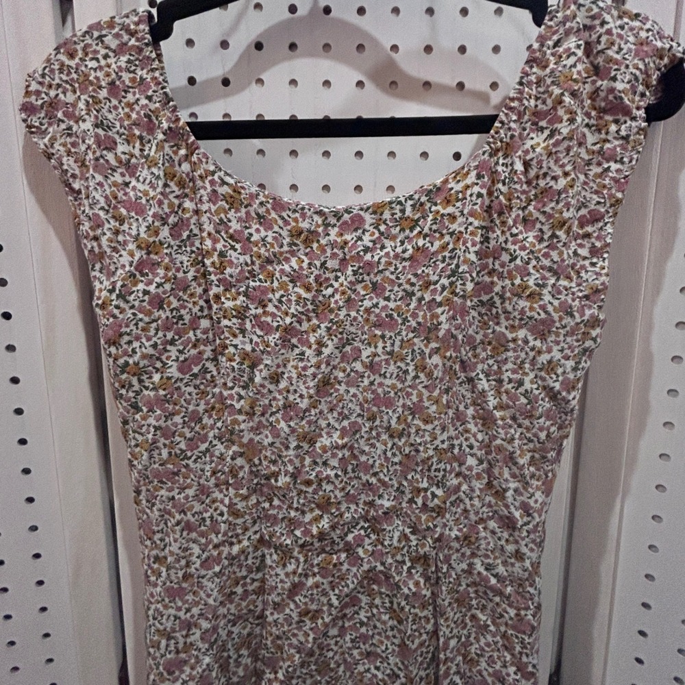 Rolla's Floral Print Square Neck Button Front Mini Dress XS White Pink Deadstock - Picture 7 of 8